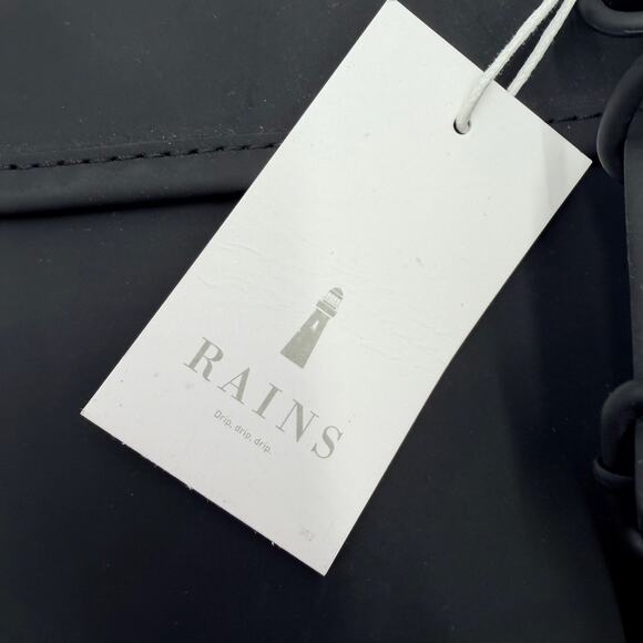 Rains Ripple Classic Black Water Resistant Large Backpack Durable Polyester Bag - Picture 2 of 12